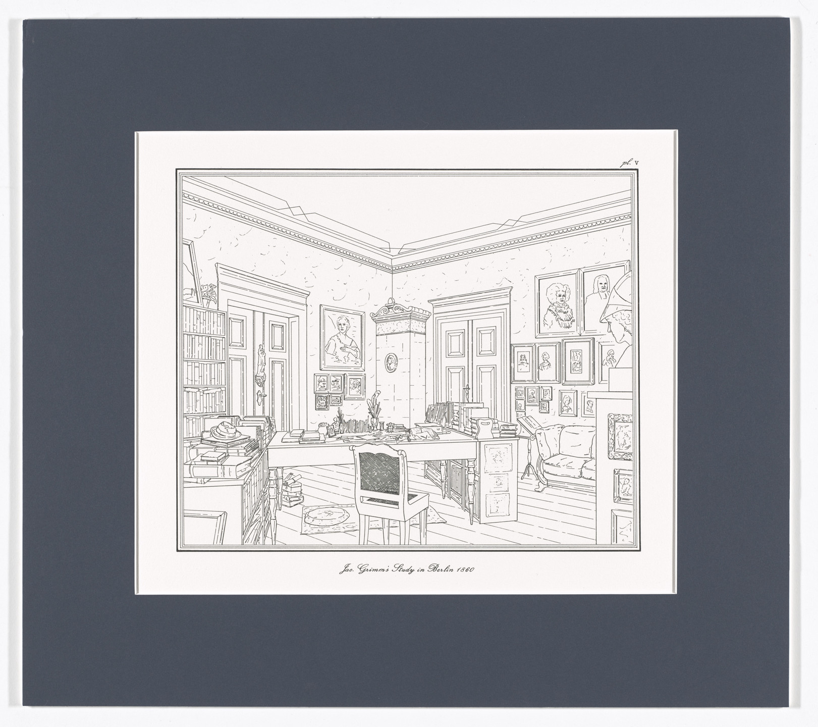 Rodney Graham. Jac. Grimm's Study in Berlin 1860, plate V from Interiors, The Berlin Studies of Jacob and Wilhelm Grimm. 1993