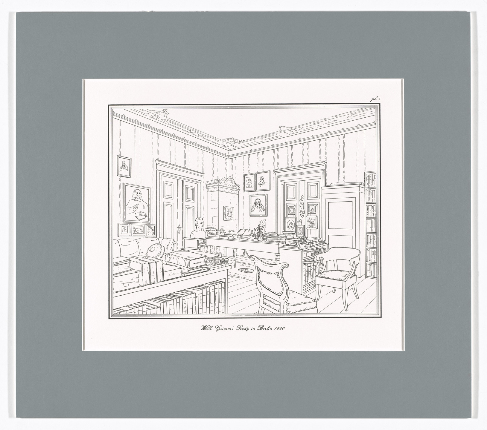 Rodney Graham. Wilh. Grimm's Study in Berlin 1860, plate I from Interiors, The Berlin Studies of Jacob and Wilhelm Grimm. 1993