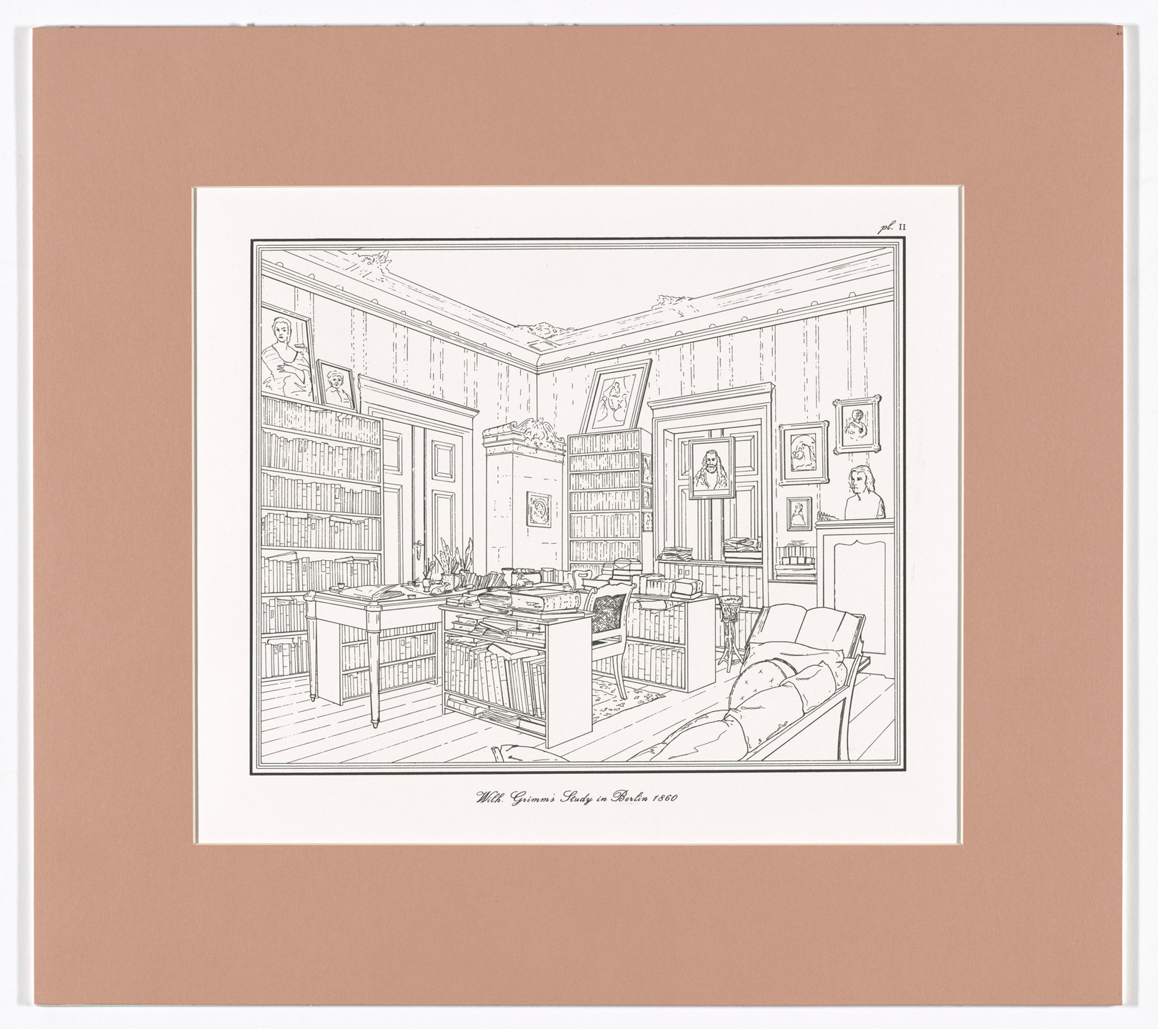 Rodney Graham. Wilh. Grimm's Study in Berlin 1860, plate II from Interiors, The Berlin Studies of Jacob and Wilhelm Grimm. 1993