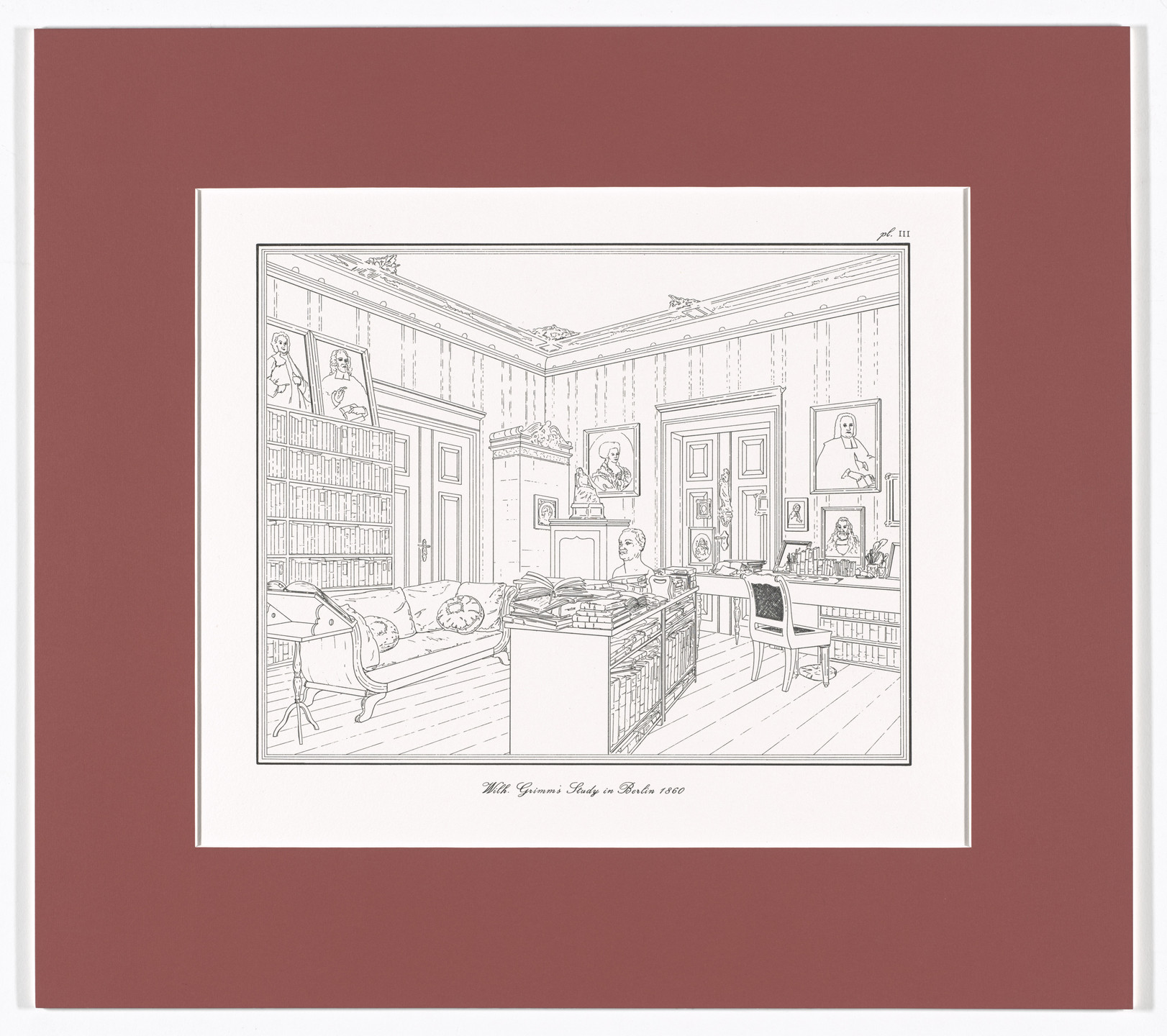 Rodney Graham. Wilh. Grimm's Study in Berlin 1860, plate III from Interiors, The Berlin Studies of Jacob and Wilhelm Grimm. 1993