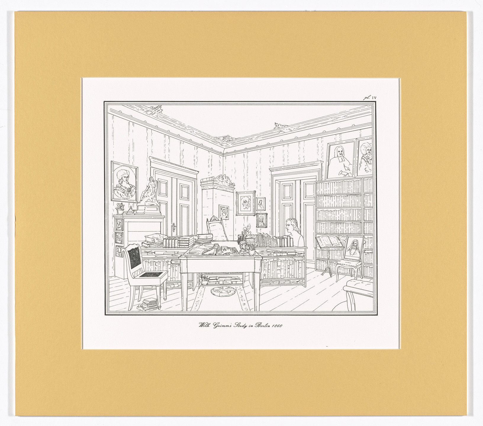 Rodney Graham. Wilh. Grimm's Study in Berlin 1860, plate IV from Interiors, The Berlin Studies of Jacob and Wilhelm Grimm. 1993