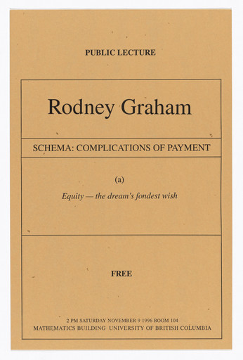 Rodney Graham. Schema: Complications of Payment. 1996