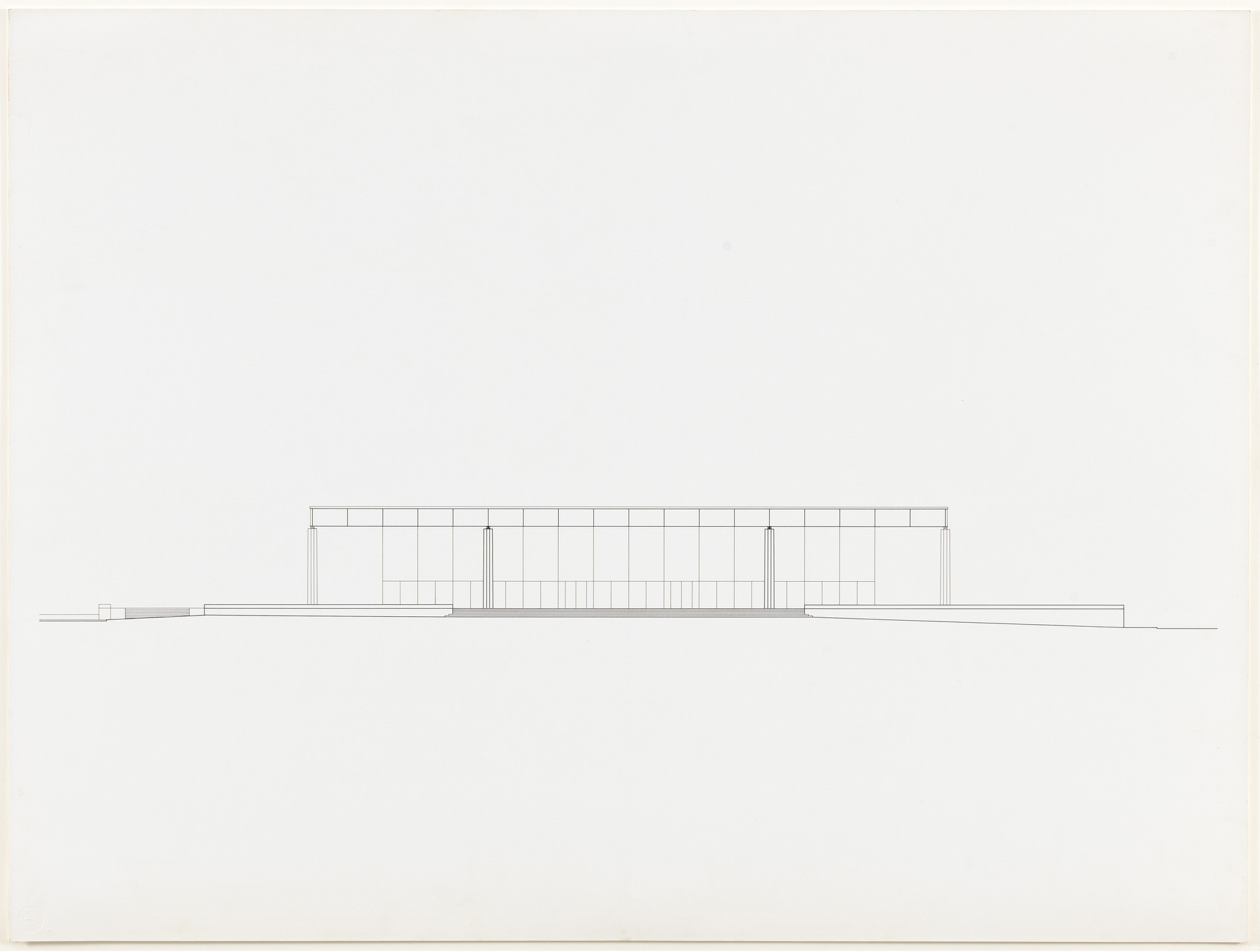 Ludwig Mies van der Rohe. New National Gallery, Berlin, Germany (Elevation). c.1962-68