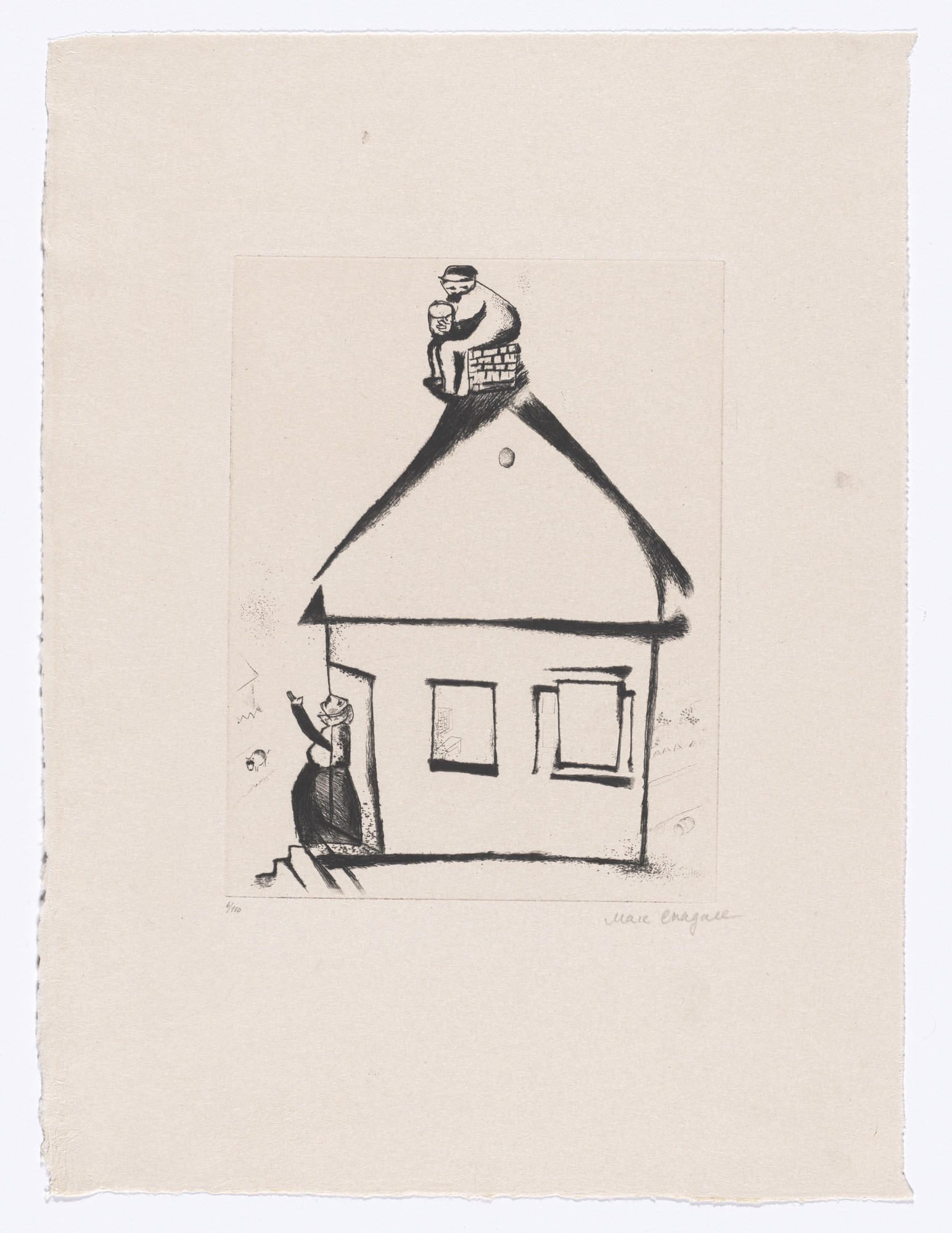 Marc Chagall. Grandfather's House (Haus des Grossvaters) from My Life (Mein Leben)