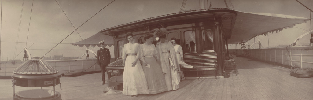 Grand Duchess Xenia with Three Women and a Man on the Deck of Poliarnaia Zvezda