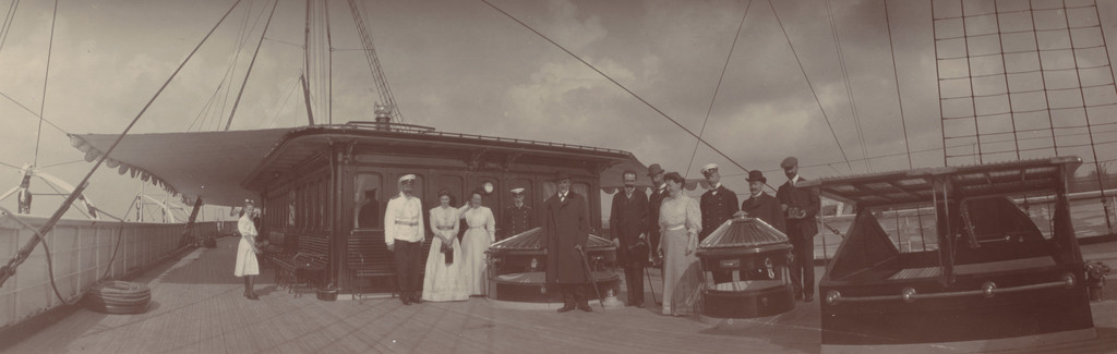 Sofia Demitrevna Evreinov, Grand Duchess Xenia Holding a Camera, and Others On Board the Poliarnaia Zvezda