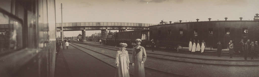 Empress Alexandra Feodorovna and Grand Duke Sergei Alexandrovich at Tracks of Train Station