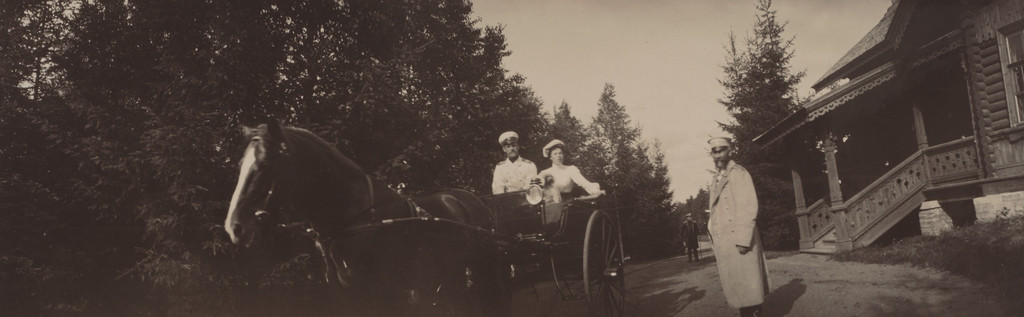 Grand Duke Mikhail Alexandrovich and His Sister, Grand Duchess Olga Alexandrovna on a Carriage, Gatchino