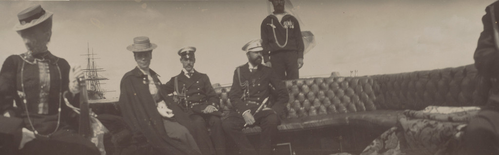 Grand Duchess Xenia Alexandrovna, Grand Duke Alexander Michael Alexandrovich, and Grand Duke Alexander Mikhailovich on the Yacht Alexandria