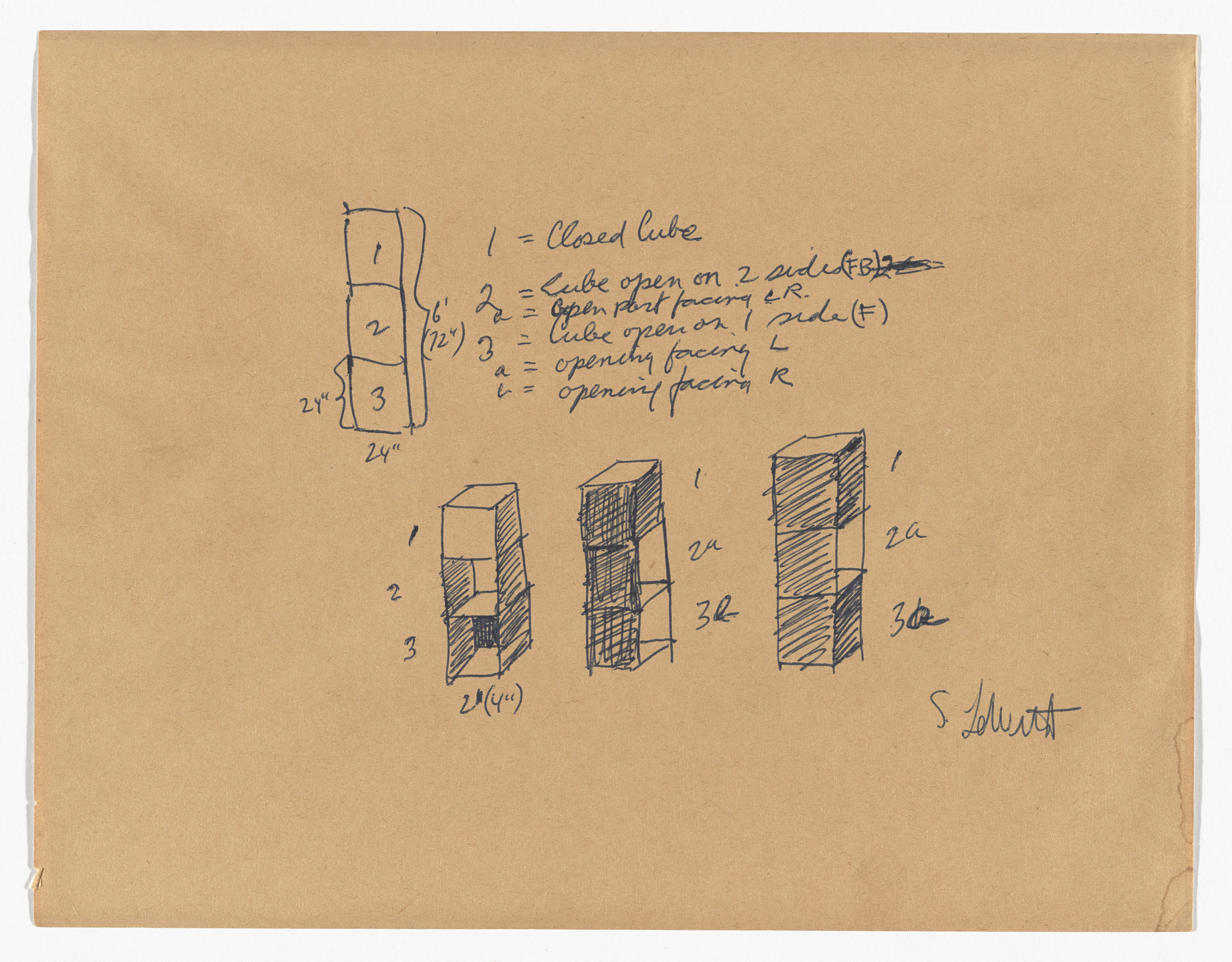 Sol LeWitt. Untitled page of sketches. n.d.