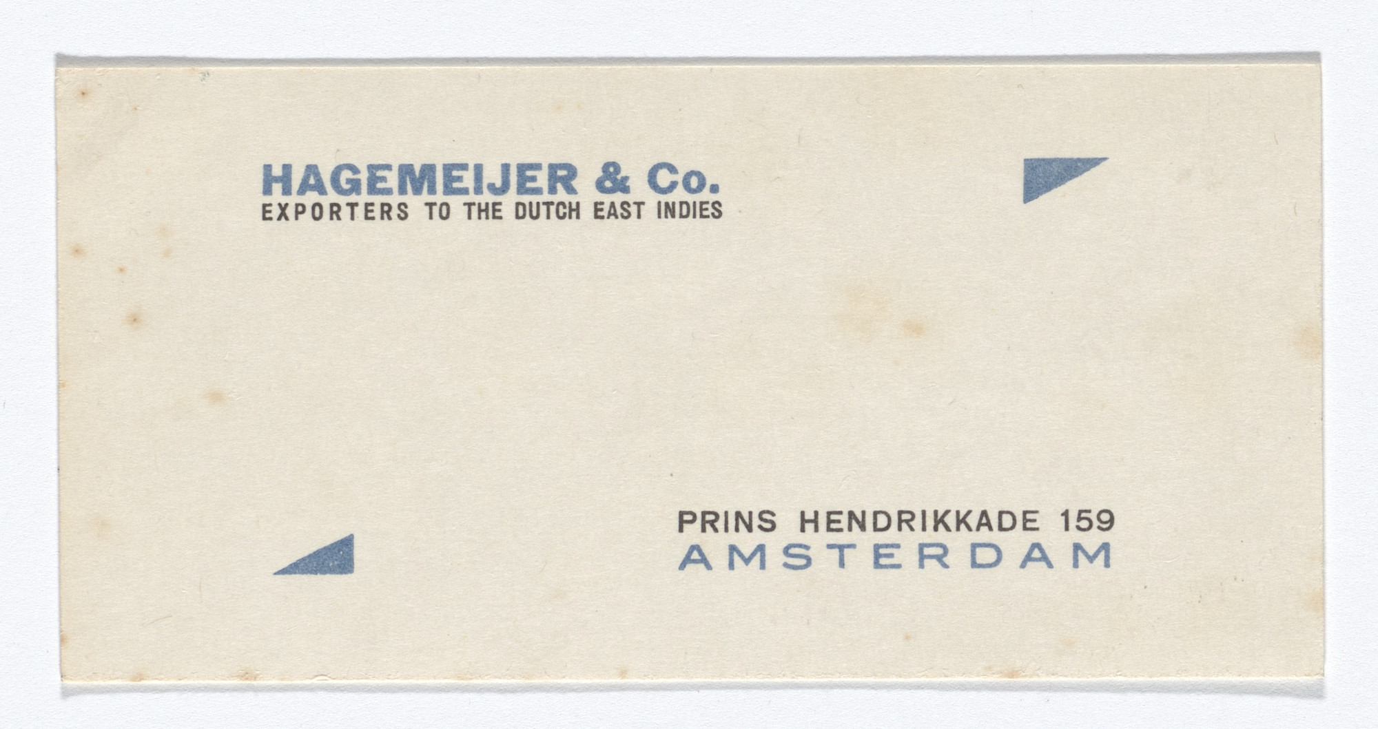 Theo van Doesburg. Hagemeijer & Co. stationery calling card