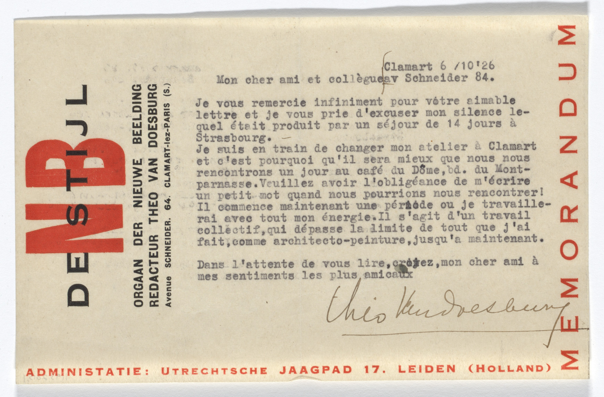 Theo van Doesburg. De Stijl NB stationery note paper