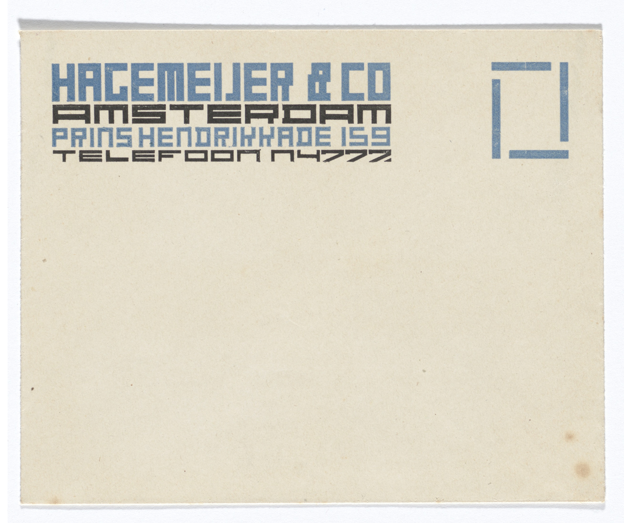 Theo van Doesburg. Hagemeijer & Co. stationery envelope