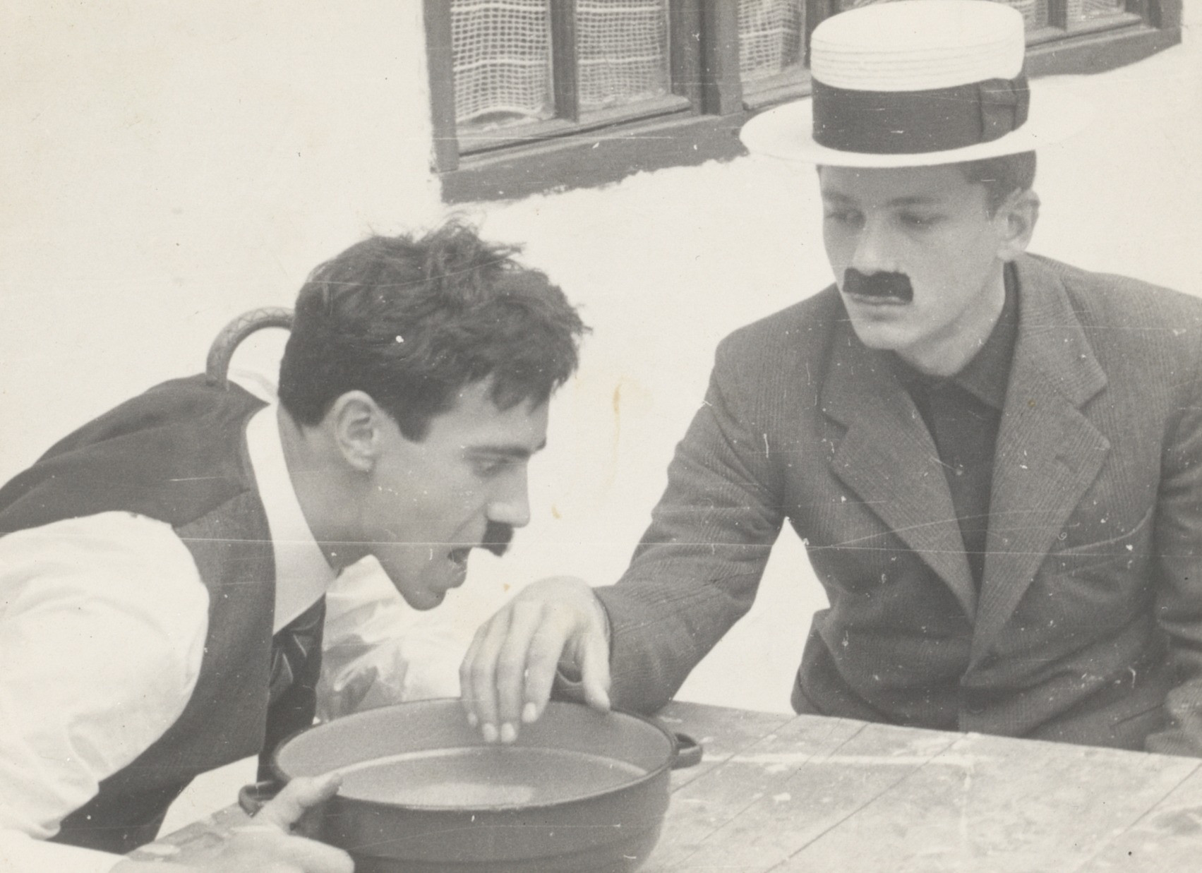 Dragoljub Pavlov, Bora Vitorac. During a Break in the Filming of “Charliades”