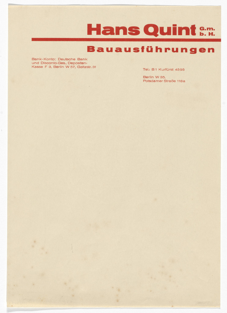 Hans Quint GmbH lettehead