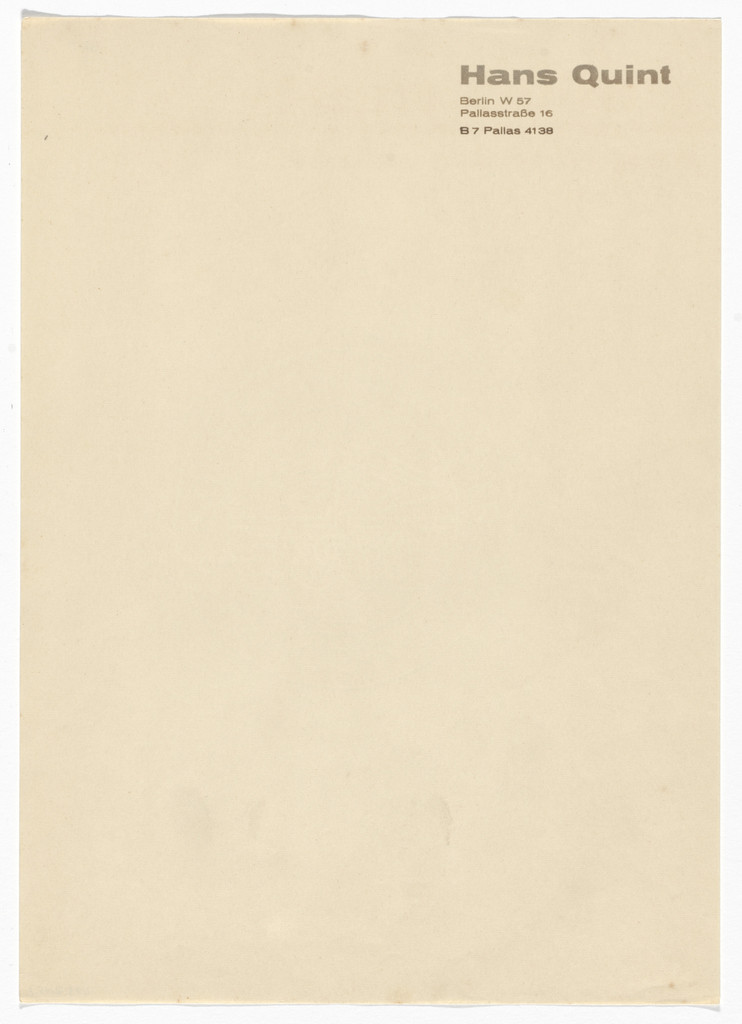 Hans Quint GmbH lettehead