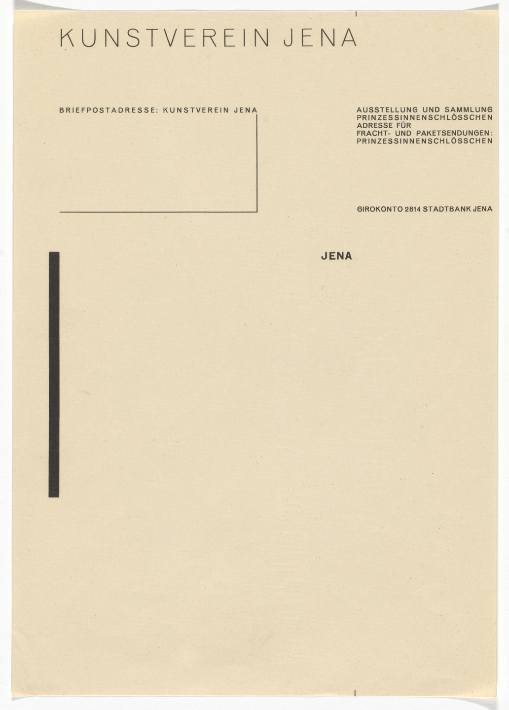 Walter Dexel. Neue Reklame Jena letterhead. 1926
