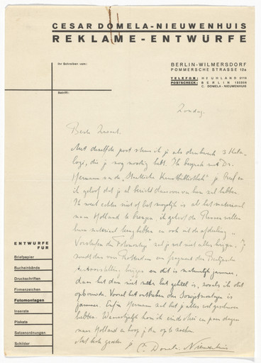 César Domela-Nieuwenhuis letterhead