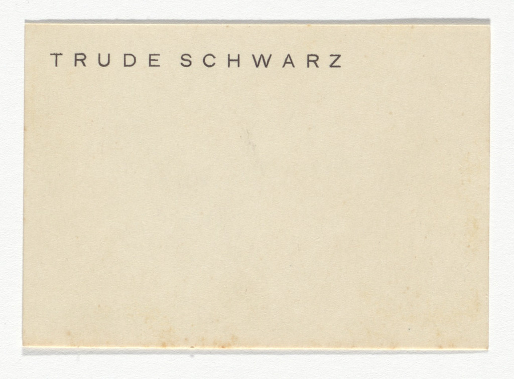 Trude Schwarz stationery calling card
