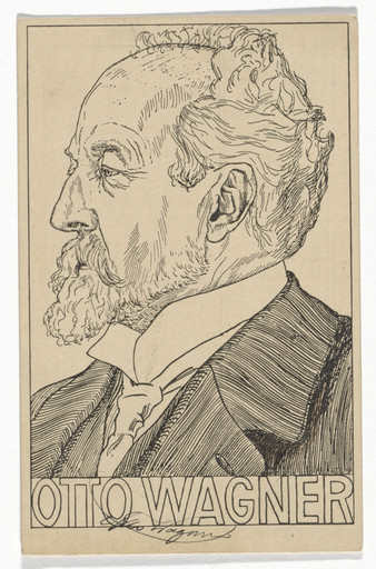 Wiener Werkstätte postcard with portrait of Otto Wagner