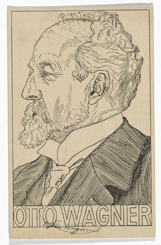 Wiener Werkstätte postcard with portrait of Otto Wagner (Addressed to Ludwig Schenkel)
