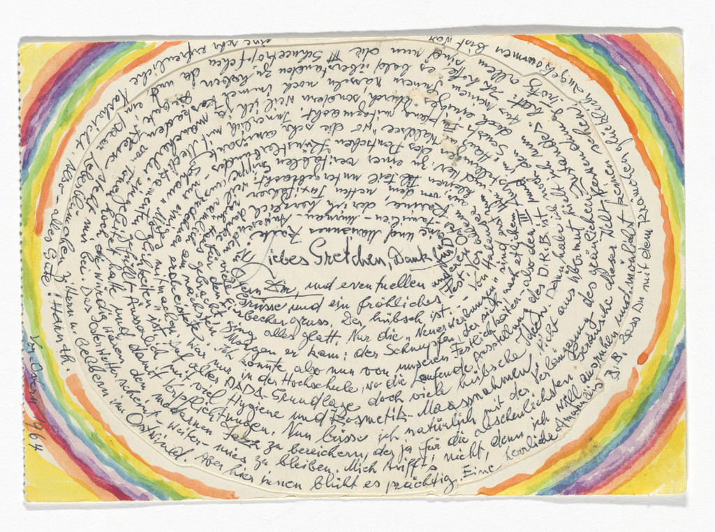 Postcard to the artist's sister at the Goethe Institute Murnau