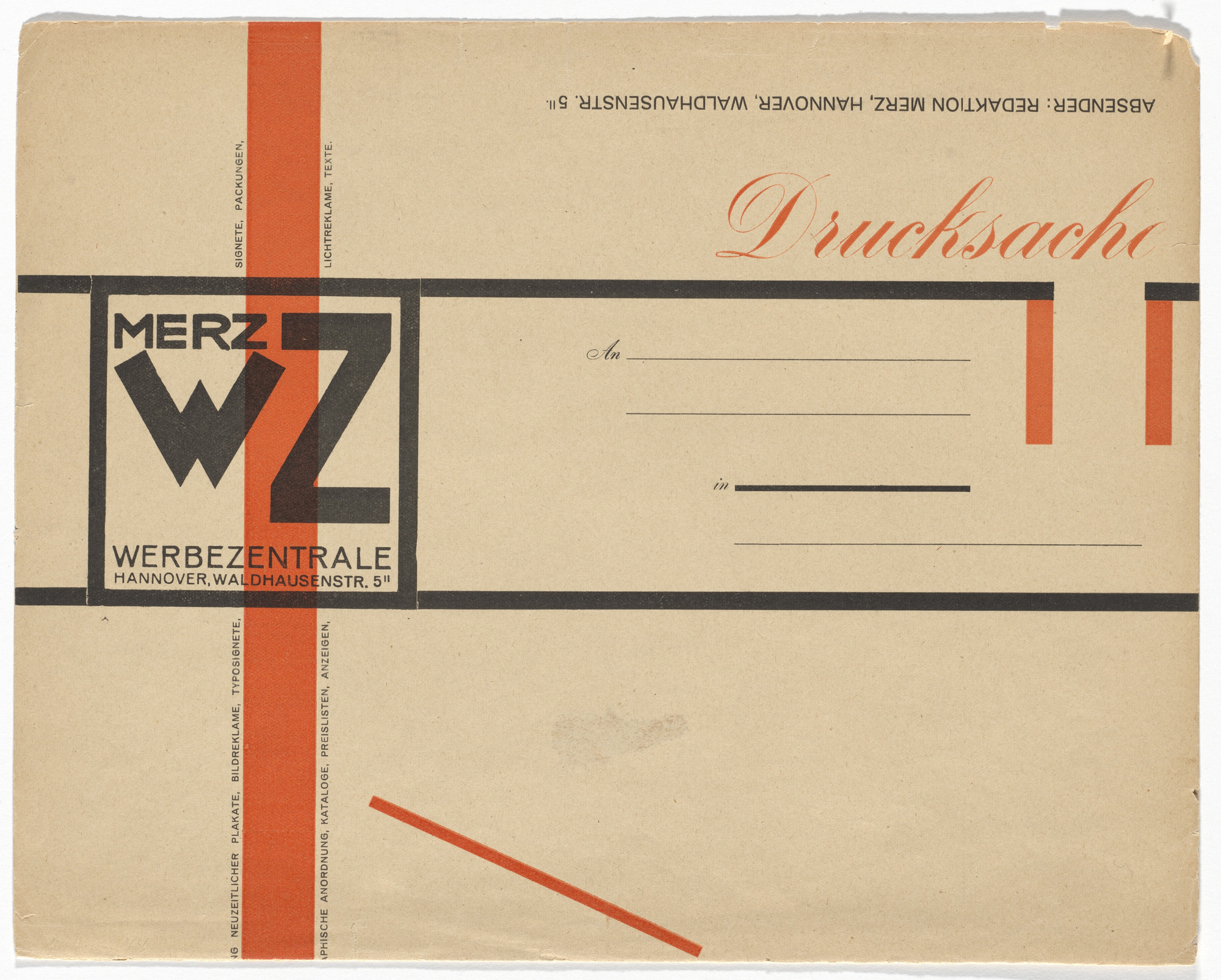 Kurt Schwitters. Merz Werbezentrale stationery envelope