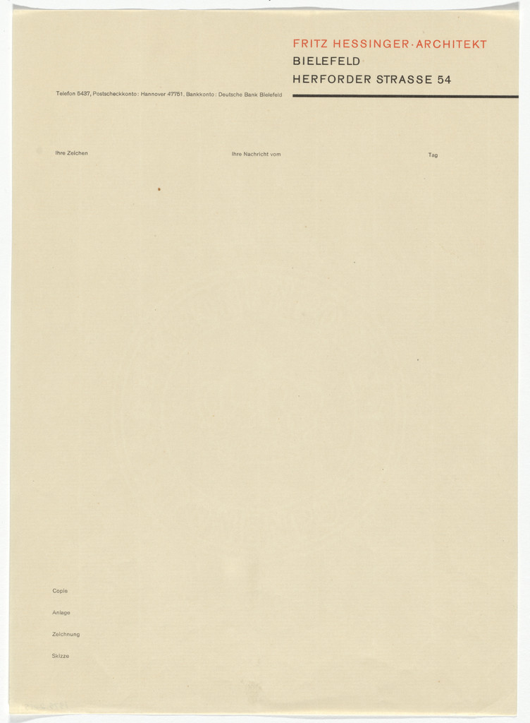 Fritz Hessinger letterhead