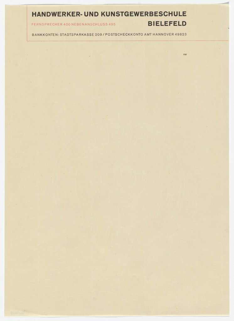 Handwerker-und Kunstgewerbeschule Bielefeldm letterhead