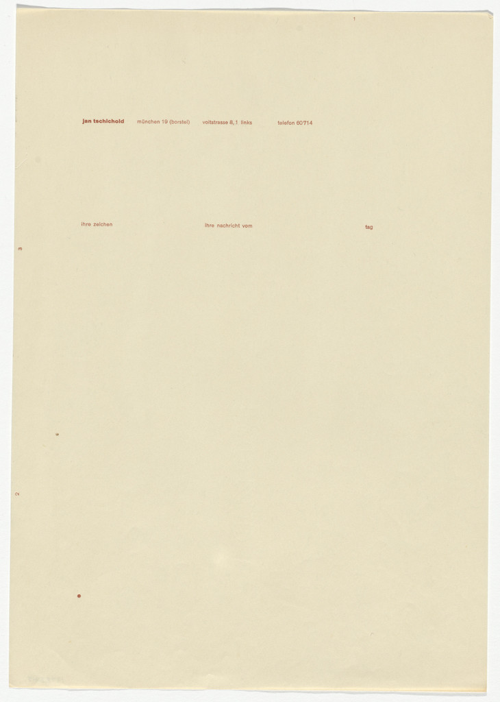 Jan Tschichold letterhead