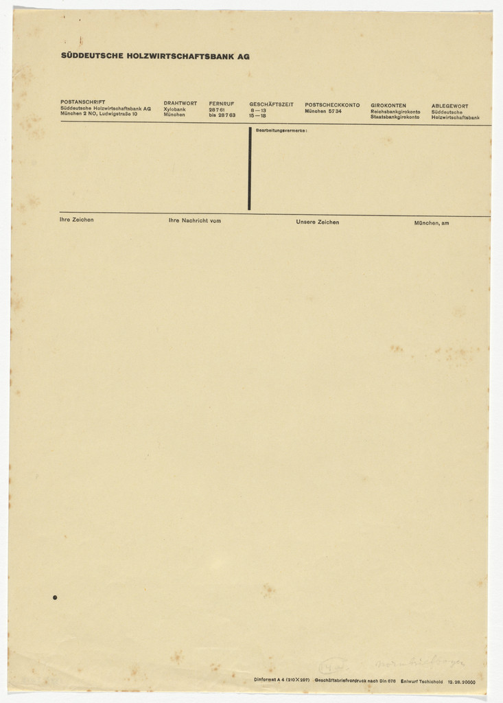 Süddeutsche Holzwirtschaftsbank, AG. letterhead