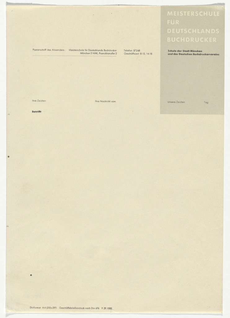 Meisterschule für Deutschlands Buchdrucker (Master School for German book printers) letterhead