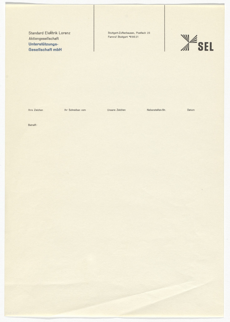 SEL Standard Elektrick Lorenz letterhead