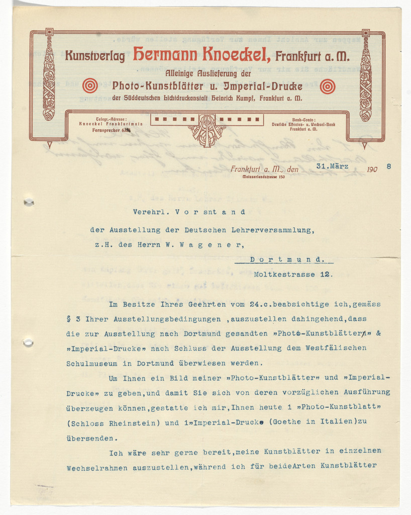 Hermann Knoeckel letterhead (Letter to W. Wagener)