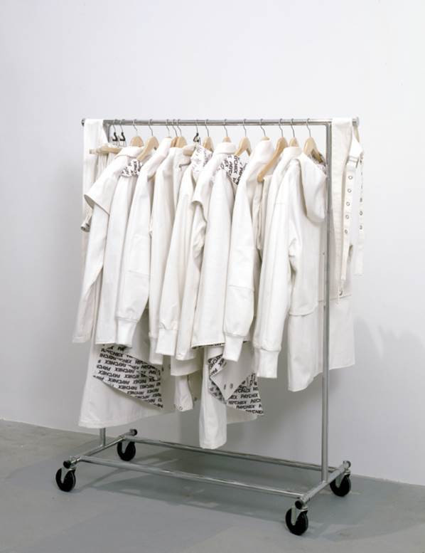 SS12, Garments from Price's 2012 clothing collection (Field Gaiter, Infantry Poncho, Bomber Jacket, Officer's Trench, Paratrooper Pants, Flight Suit, and Batwing Sniper Jacket; designed with the assistance of Tim Hamilton).,