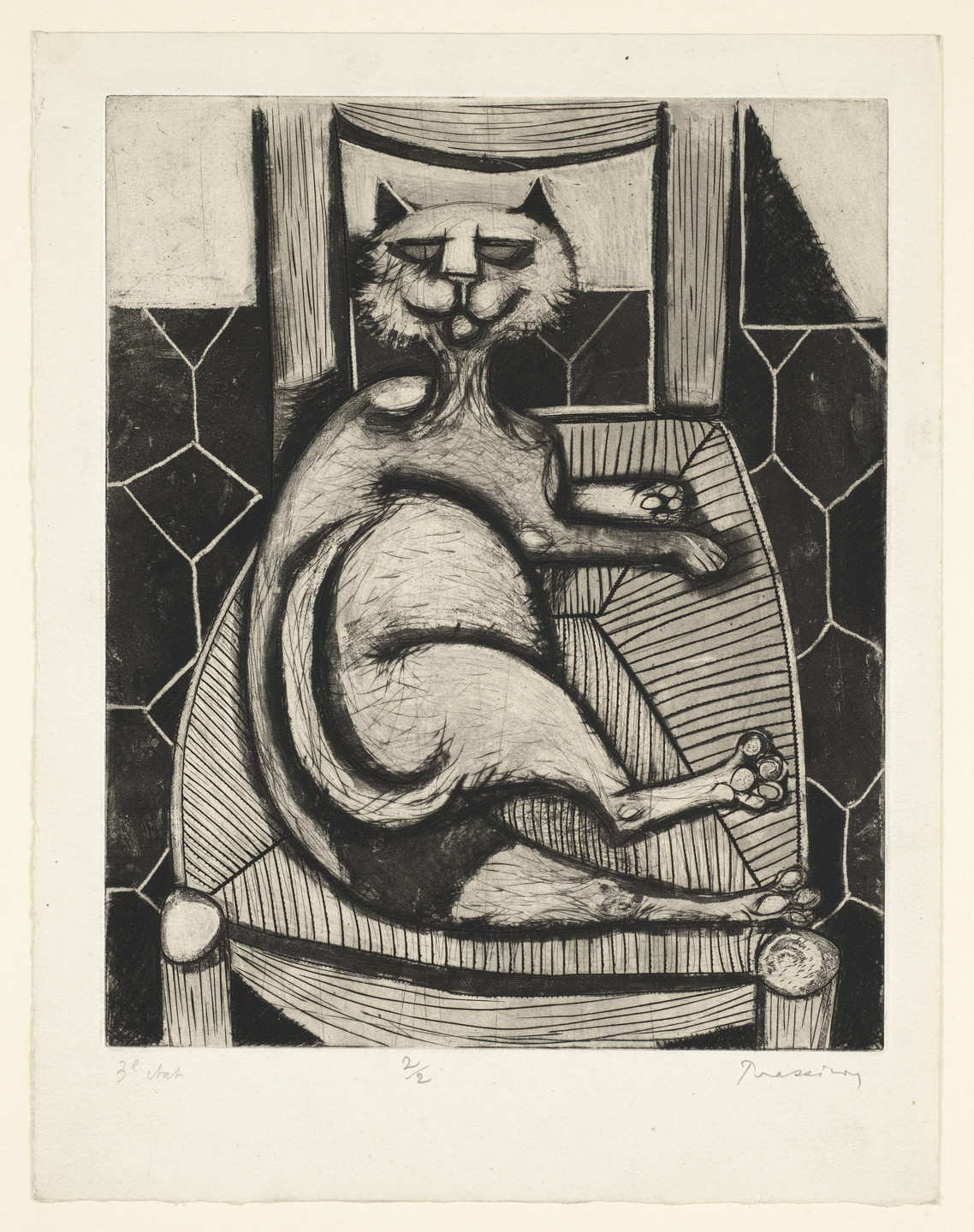 Mario Prassinos. Cat (Le Chat), state III. 1949