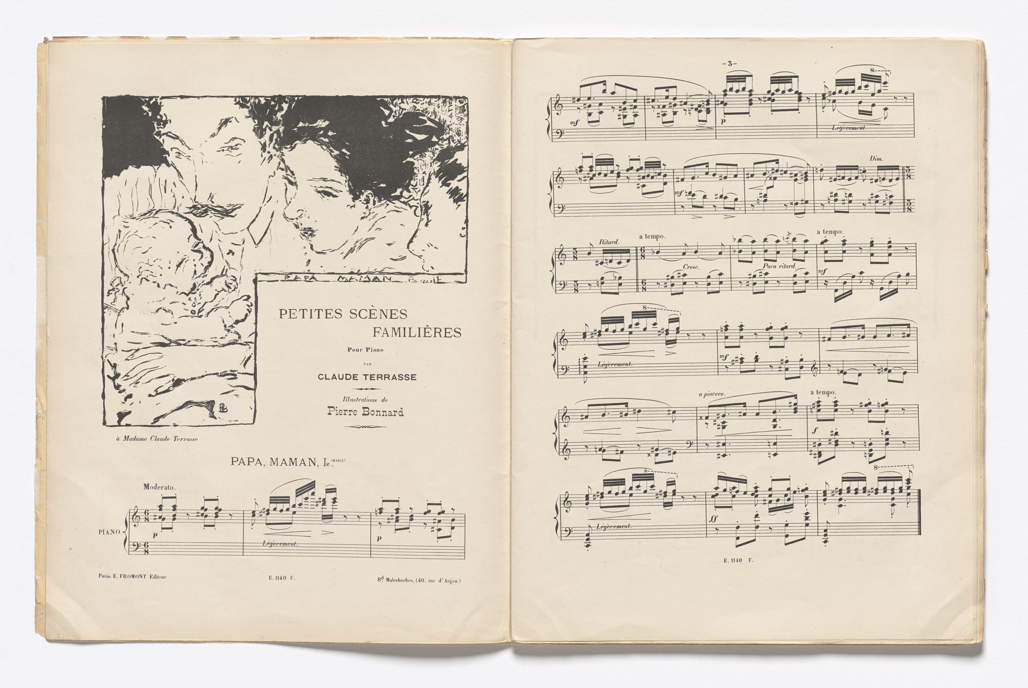 Pierre Bonnard. Papa, Mama (Papa, maman) (headpiece, page 2) from Petites scènes familières
