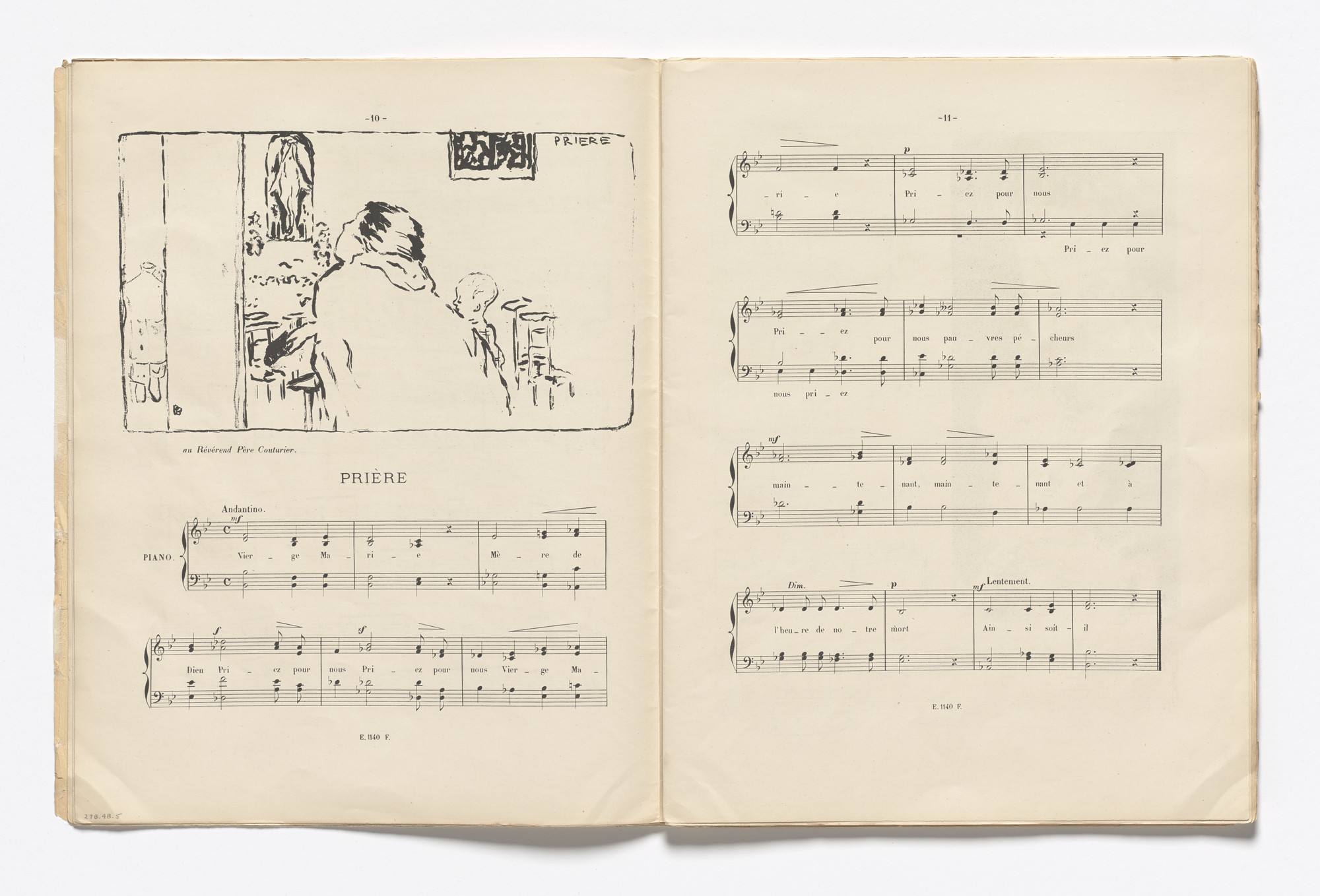 Pierre Bonnard. Prayer ( Prière ) (headpiece, page 10) from Petites scènes familières