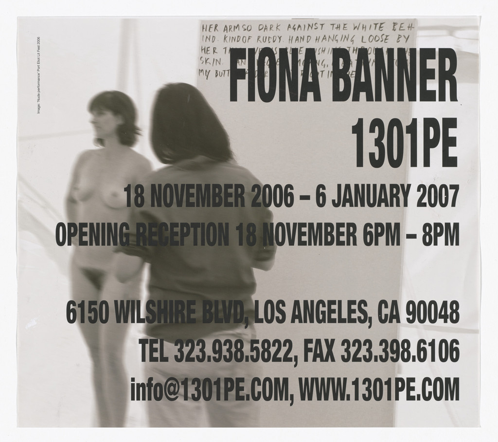 Poster for exhibition at 1301PE, Los Angeles, November 18, 2006-January 6, 2007, \Poster for exhibition at 1301PE, Los Angeles, November 18, 2006-January 6, 2007\