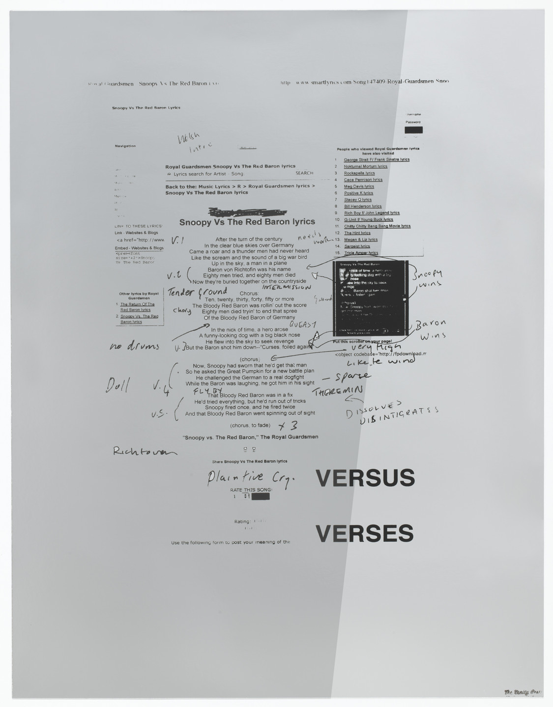 Fiona Banner. Back to the: Music. 2012