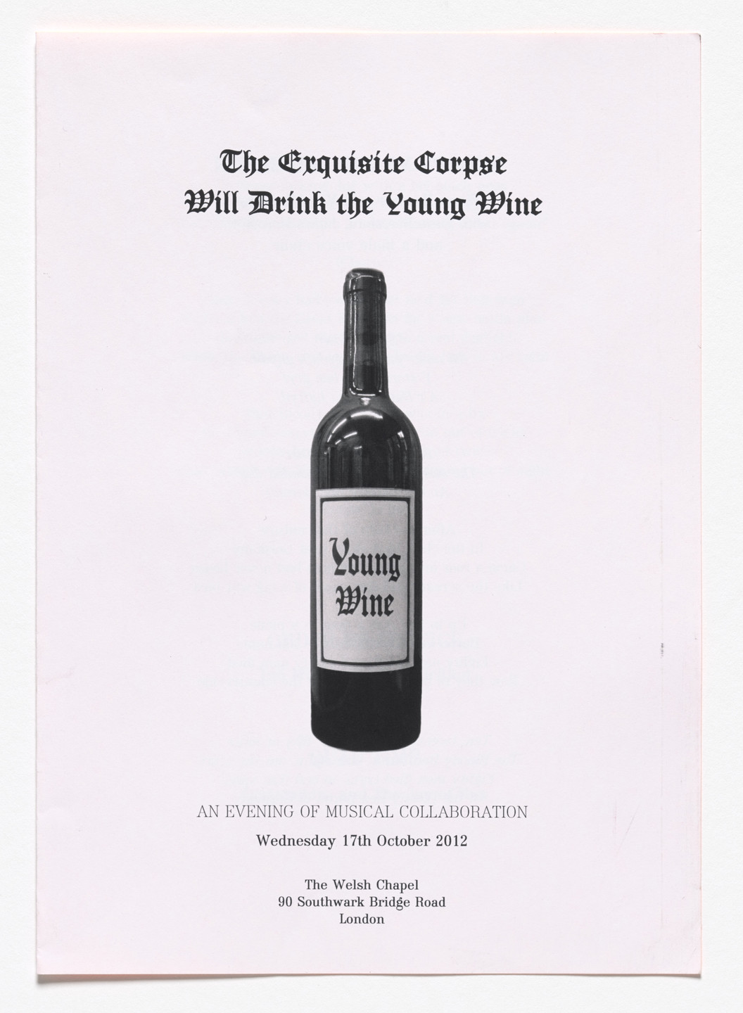 Fiona Banner. Order of Service: The Exquisite Corpse Will Drink the Young Wine. 2012