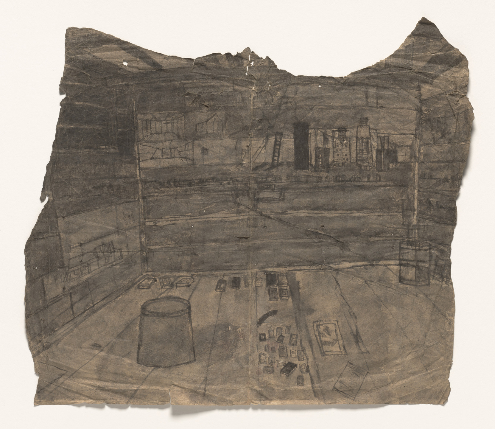 James Castle. Untitled (Barn Interior with Fantasy World). n.d.