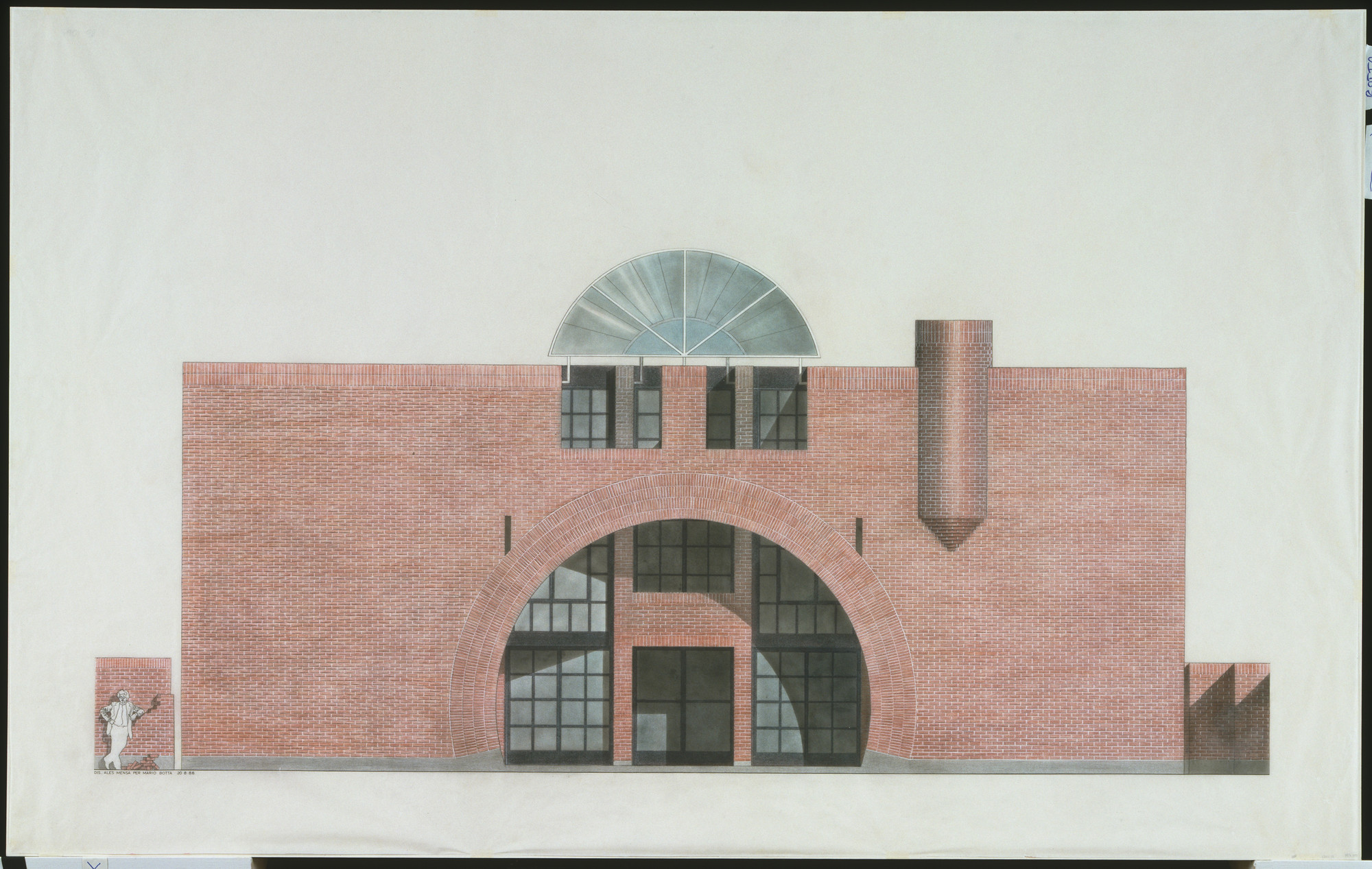 Mario Botta. House, Morbio Inferiore, Switzerland, Elevation. 1986.