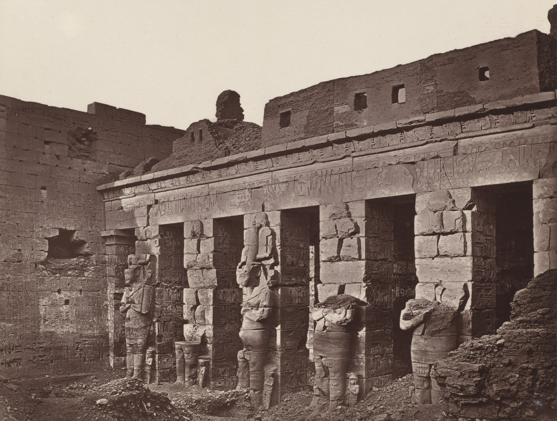 Captain William de Wiveleslie Abney. Osiride Columns in the First Court of the Great Temple. 1876