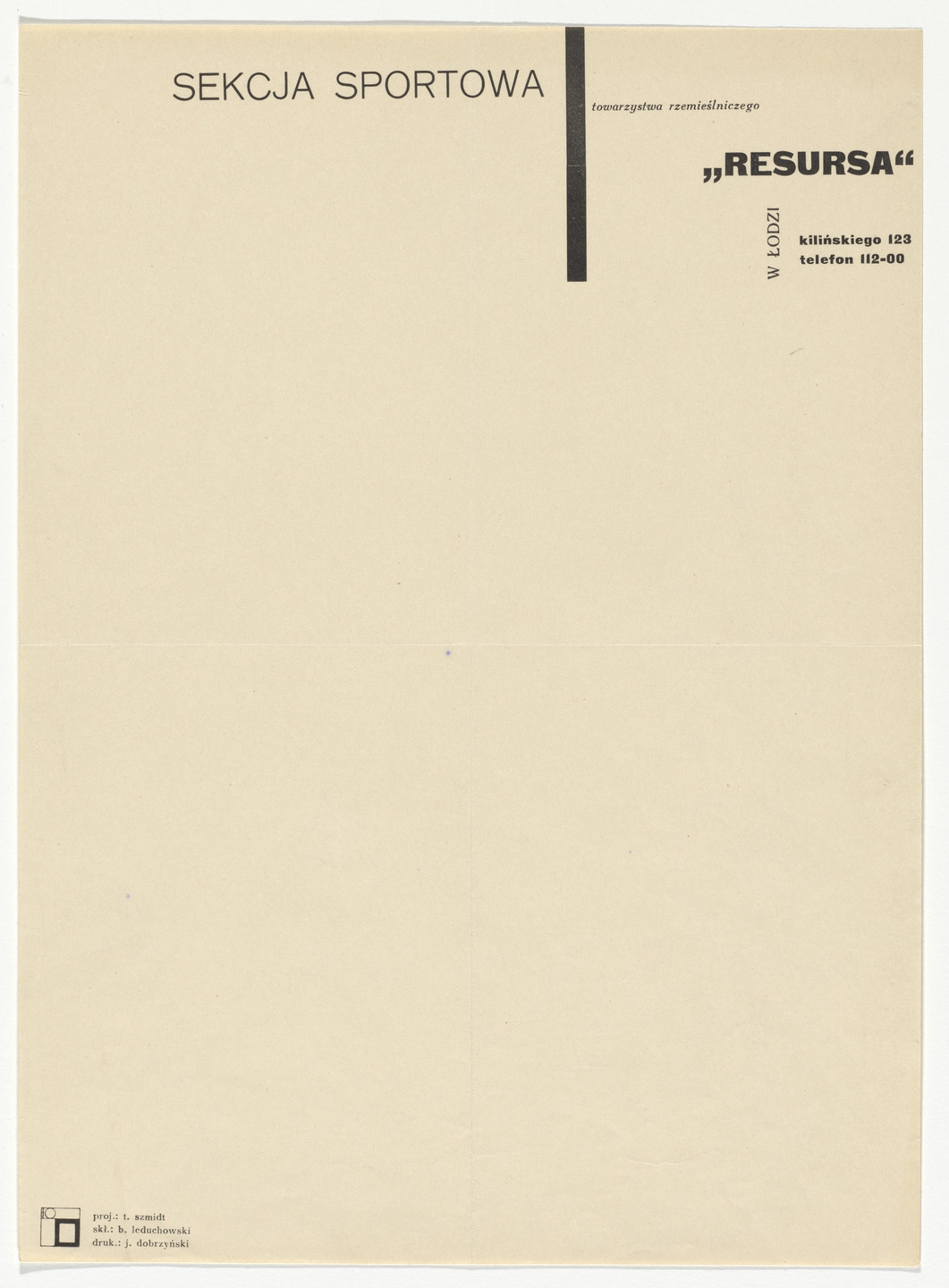 &#34;a.r.&#34; group. Sekcja sportowa towarzystwa rzemieślniczego (Sports League Crafts Society) letterhead. 1930s