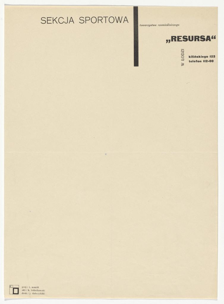 Sekcja sportowa towarzystwa rzemieślniczego (Sports League Crafts Society) letterhead
