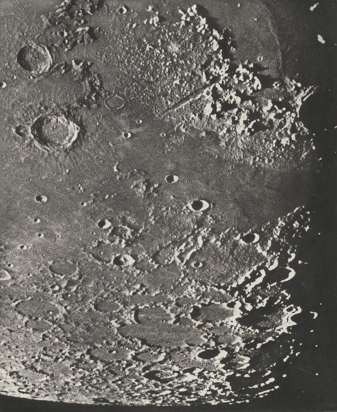 Maurice Loewy, Pierre Henri Puiseux. Lunar Photograph: Eudoxe, Mer du froid, Méton from Photographic Atlas of the Moon. 1903