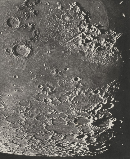 Maurice Loewy, Pierre Henri Puiseux. Lunar Photograph: Eudoxe, Mer du froid, Méton from Photographic Atlas of the Moon. 1903