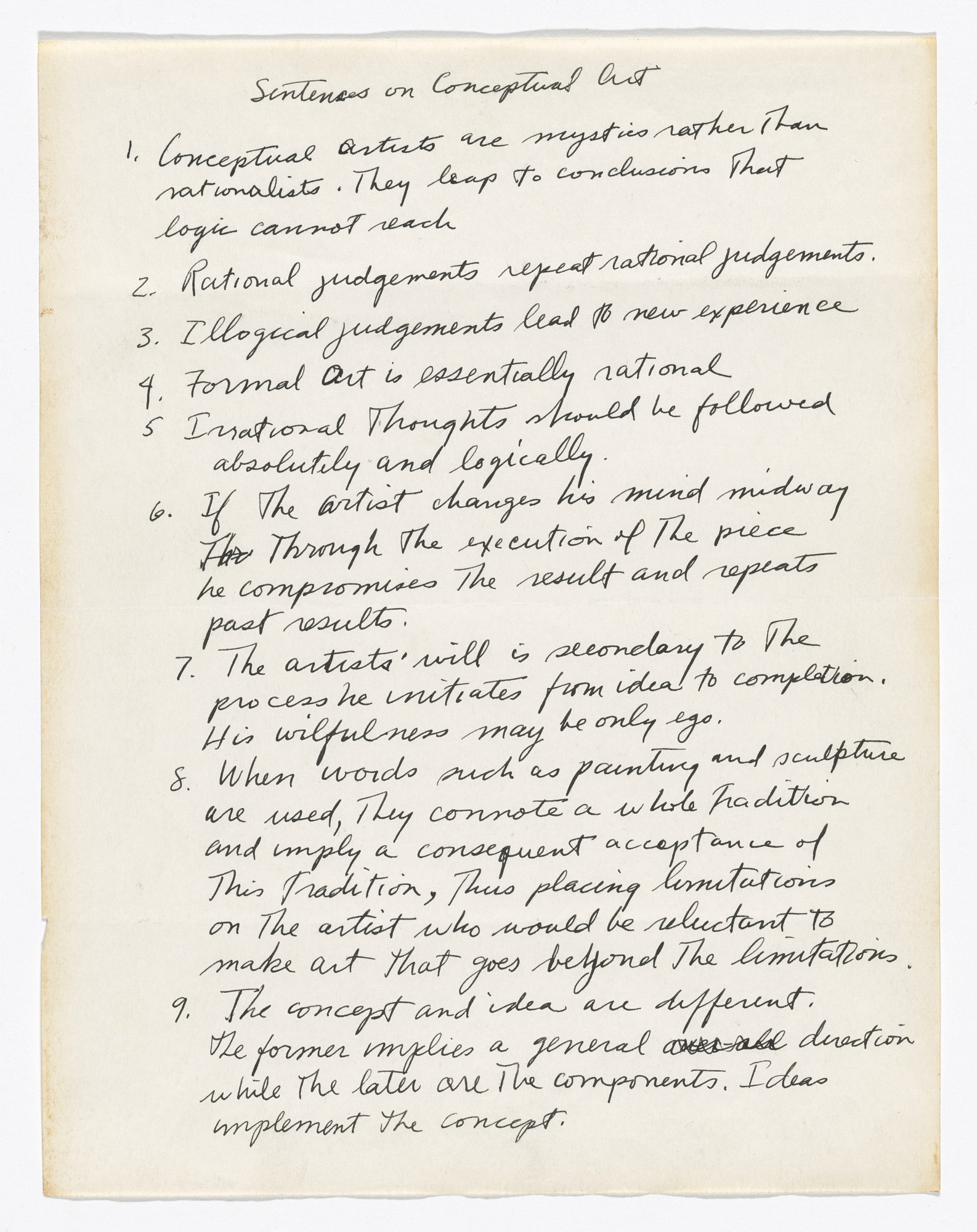 Sol LeWitt. Sentences on Conceptual Art