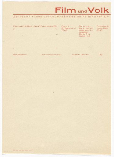 Film und Volk Magazine letterhead